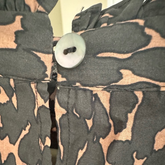 Rails Ariana Savannah Leopard Ruffle High Neck Print Long Sleeve Cotton Blouse - Picture 6 of 10